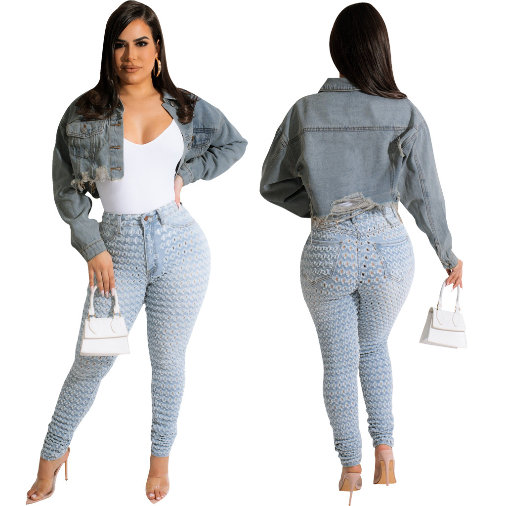 New Sexy Fashion Short Washed Denim Jacket Top