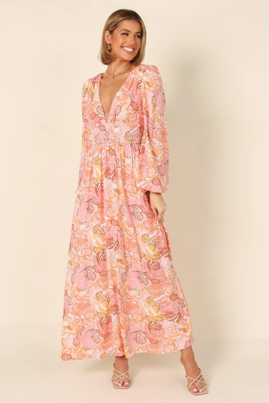 Printed Backless Deep-V Sexy Best-selling Long-sleeve Dress - photo 4