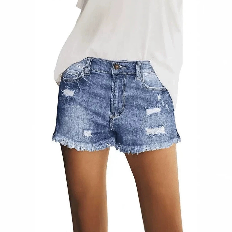 Womens Casual Mid-rise Denim Shortsstretchy Stylish And Comfortable