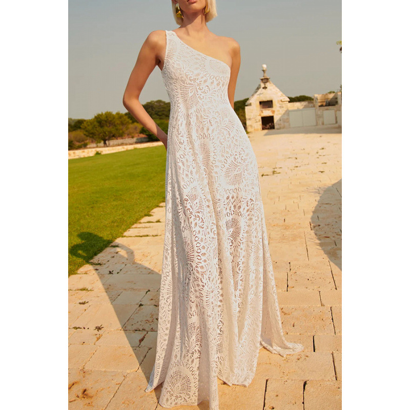 Crocheted Slit Lace Beach Maxi Dress