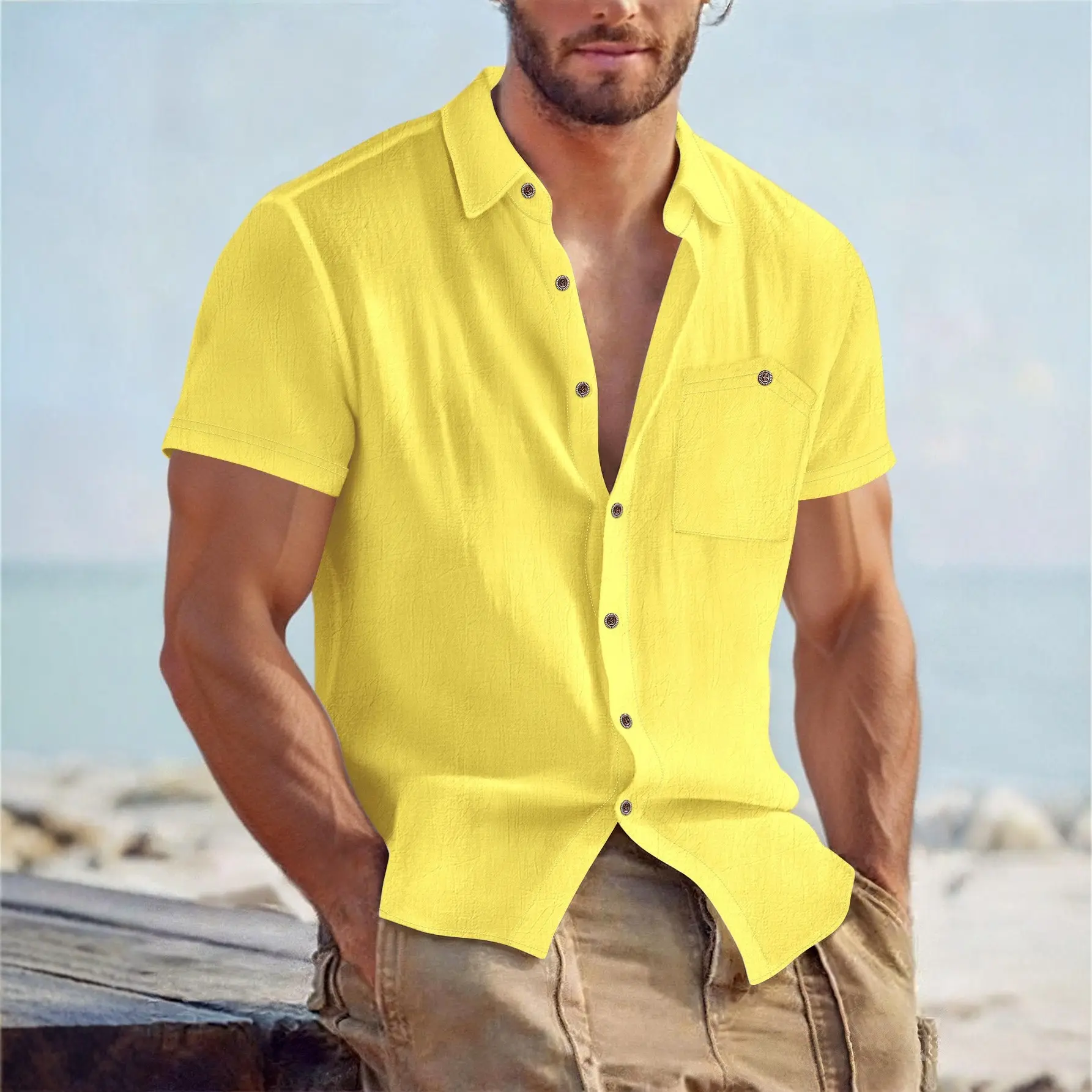 Short-sleeved Casual Breathable Mens Shirt