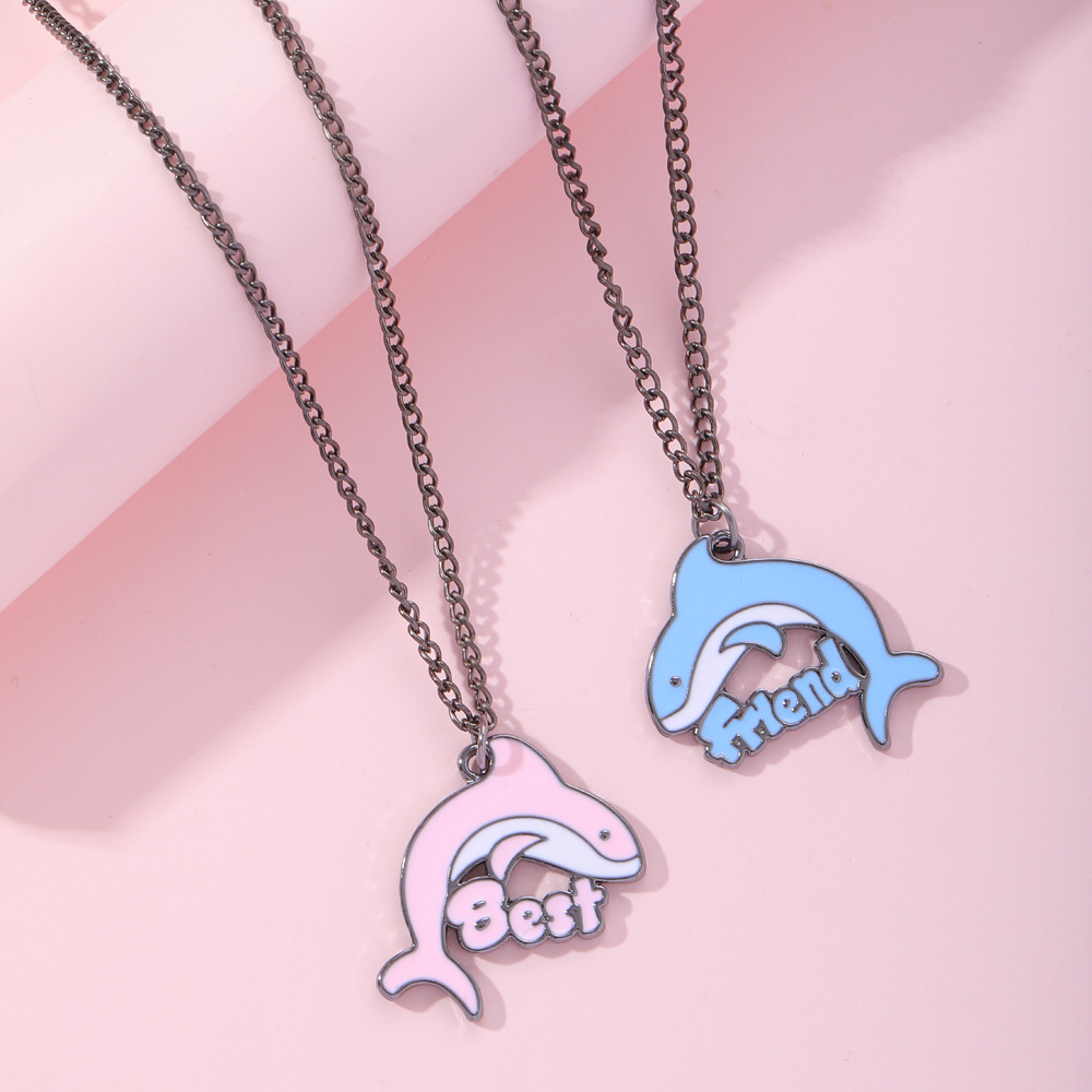 Good Friend Letter Dolphin Necklace BFF Children