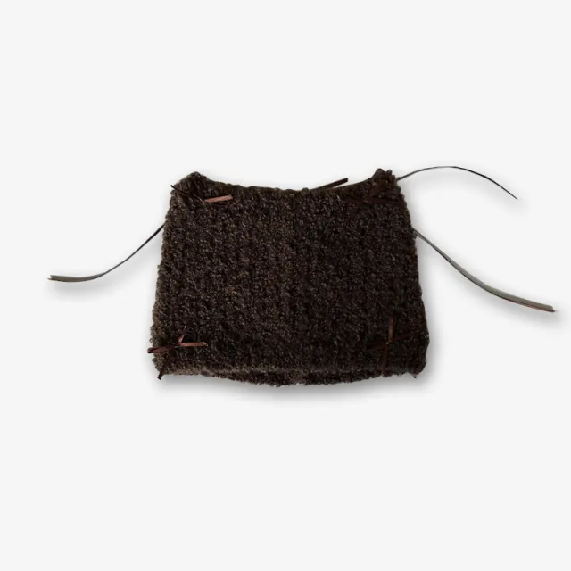 Niche Bow Hand Knotted Knitted Cute Girl Wool Hat Brown - Shop at LoveMi