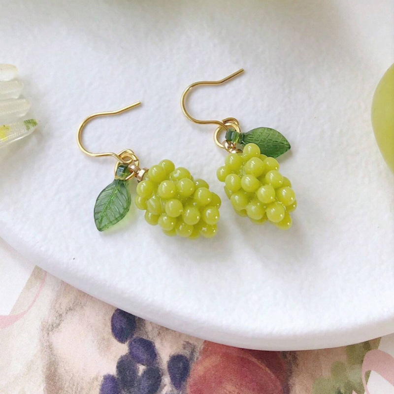 Emulational Fruit Grape Resin Earrings