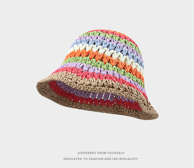 Rainbow Straw Bucket Hat Bucket Hat