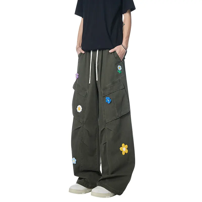Retro Multi-pocket Straight-cut Work Pants