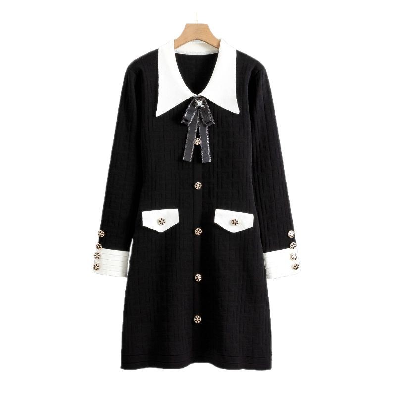 Bow Lapel Knitted Dress, picture 4 of 5