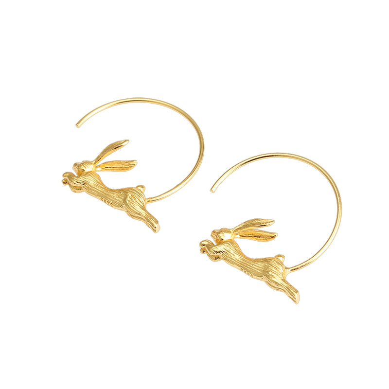 Rabbit Glossy Ear Ring Personality Stylish And Personalized Sterling Silver