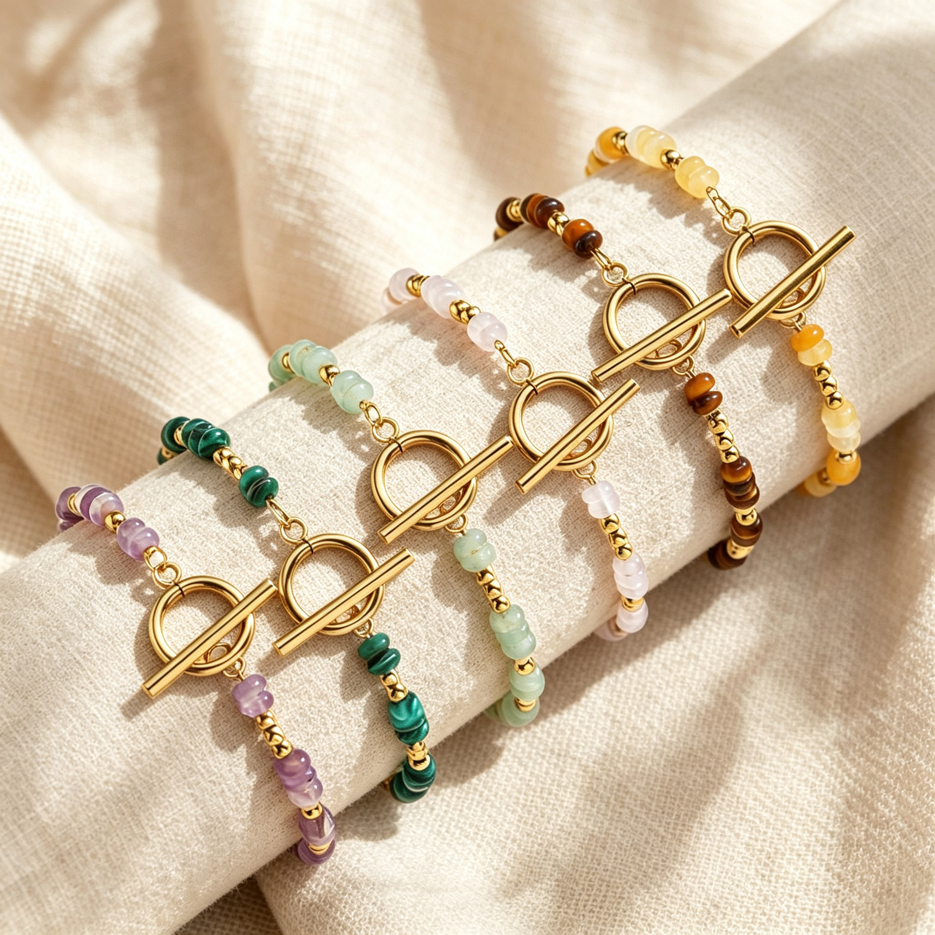 Women's European And American-style Colorful Natural Stone Bead Bracelet
