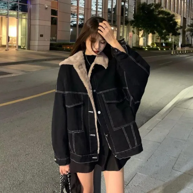 Loose Korean Casual All matching Work Clothes Cotton padded Jacket Black - Shop at LoveMi