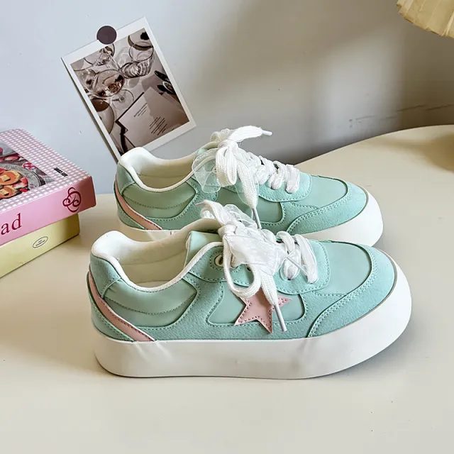 Spring New With Skirt Original Niche All matching Star Shoes Green - Shop at LoveMi