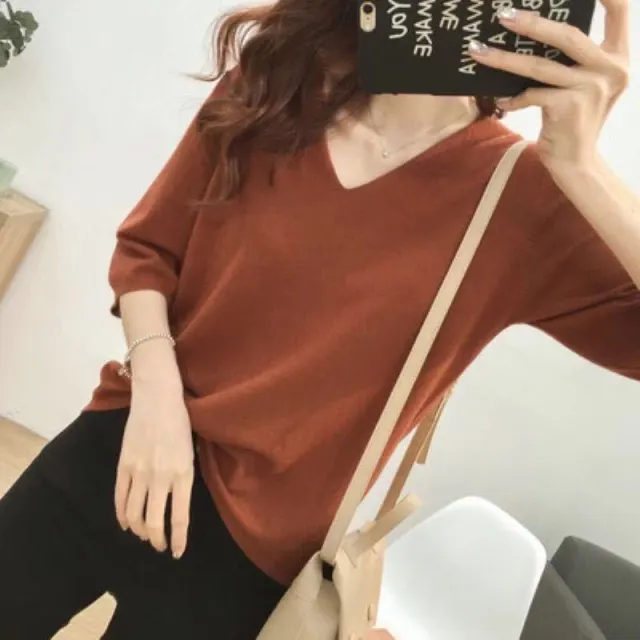 Loose Mori Girl Idle Style Drape Super Fairy Ice Silk Sweater Caramel Color - Shop at LoveMi