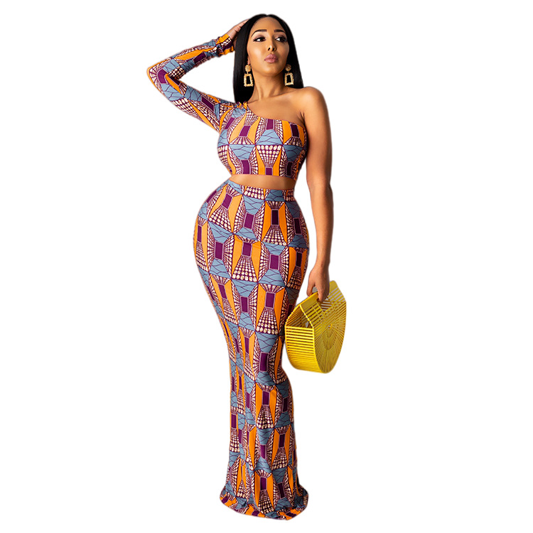 Sexy And Distinctive Printed Long Skirt Set For Women Orange - Shop at LoveMi