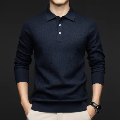 Lapel New Middle-aged People's Long Sleeve Business Casual Dad Wear Bottoming Sweater Men