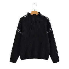 Women's Fashion All-match Casual Simple Style Stitching Sweater - Top - View 1