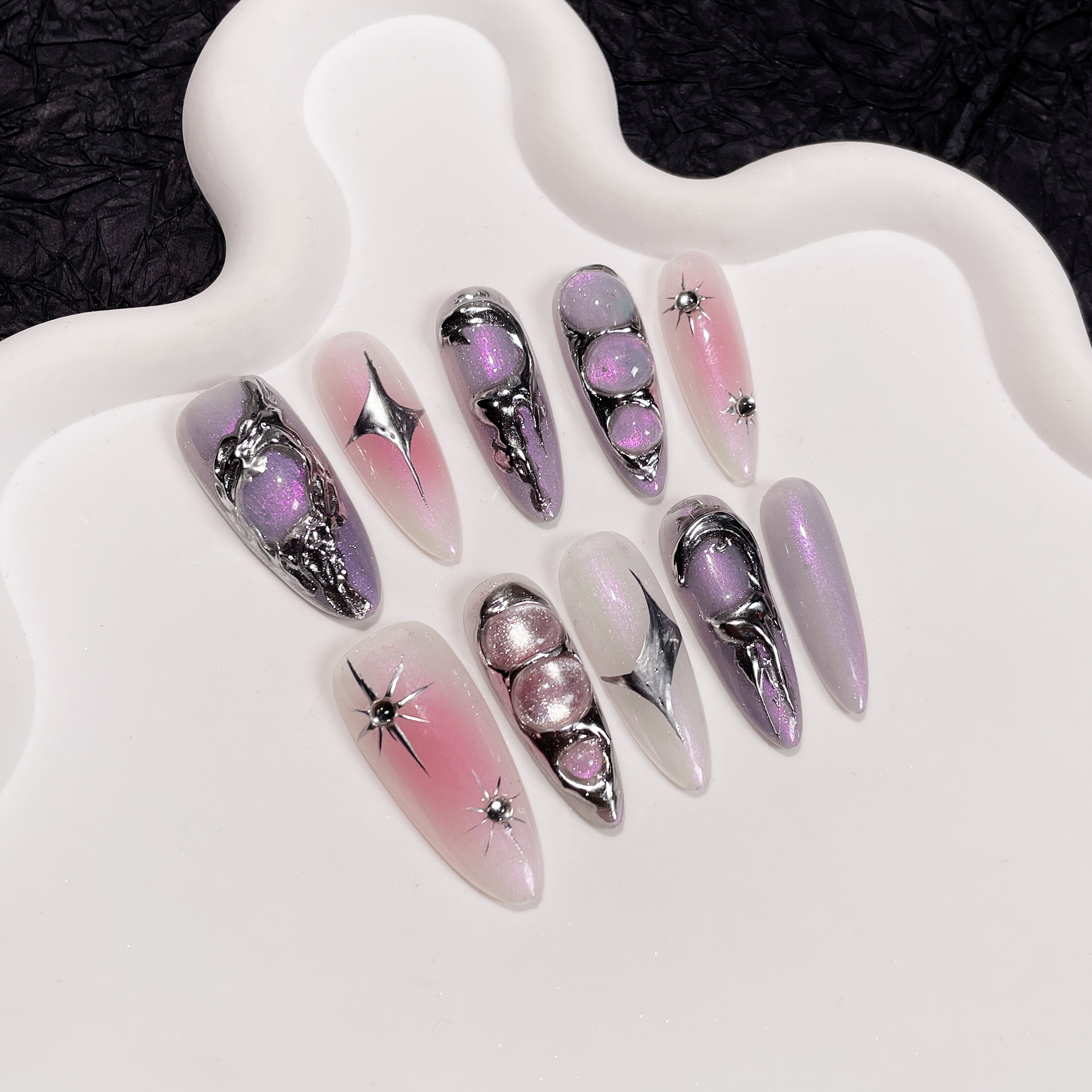 Niche Hot Girl Sweet Cool Metal Three-dimensional Nail Stickers