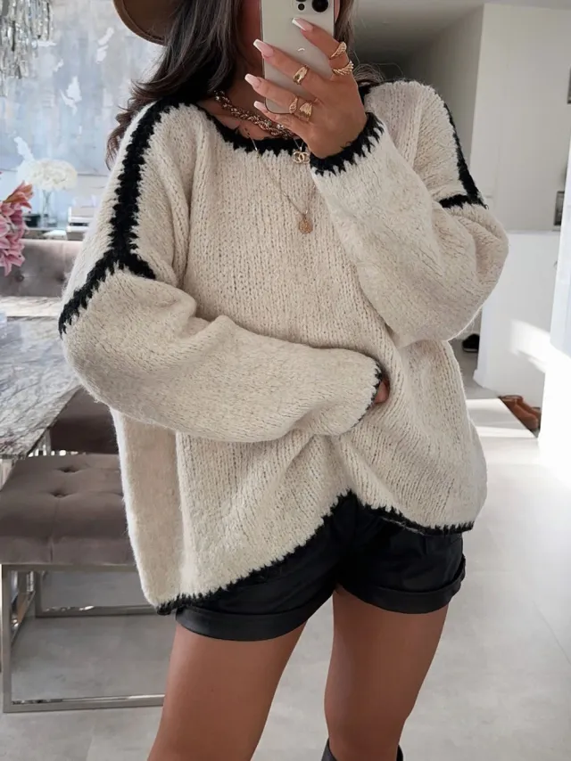 Women's Pullover Long Sleeve Casual Sweater Apricot - Shop at LoveMi