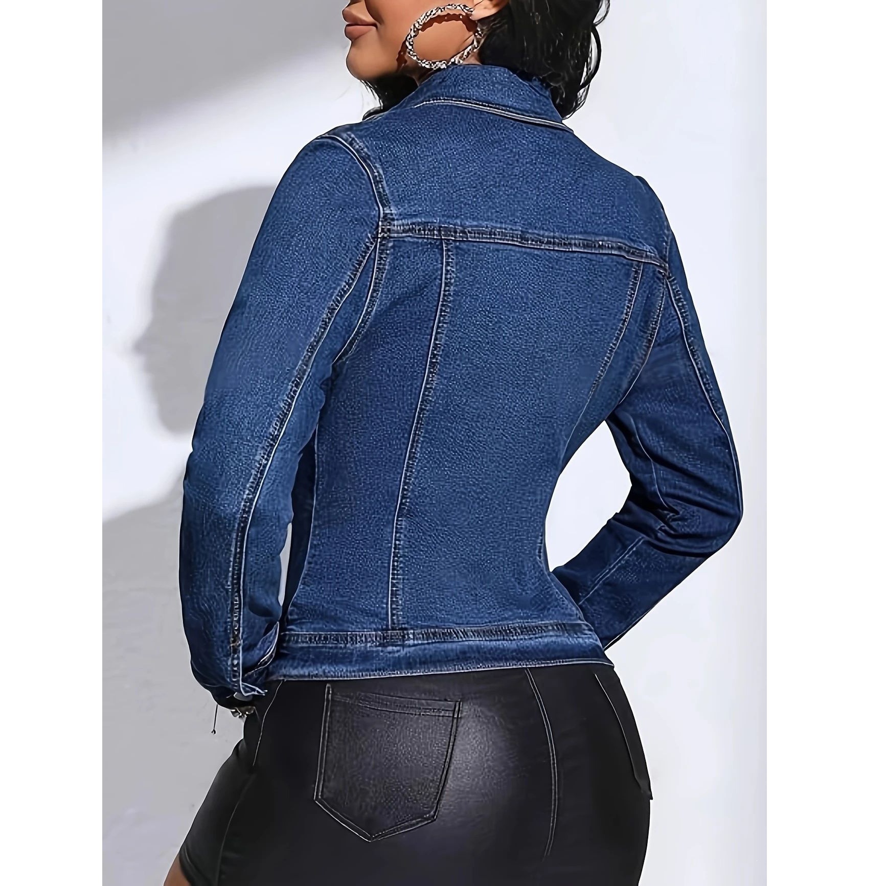 Womens Casual Chic Plus-size Denim Jacket