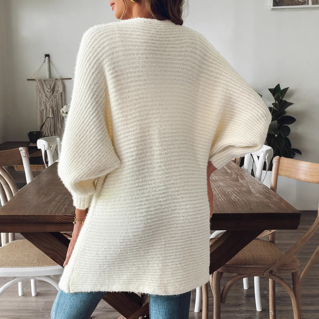 Womens AutumnWinter Casual Faux Mink Sweater Coat