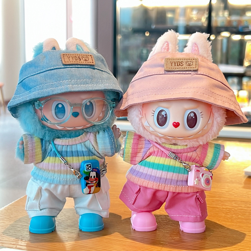 Labubu First- Second- And Third-Generation Baby Clothes Fisherman Hat Rainbow Set - Image 1