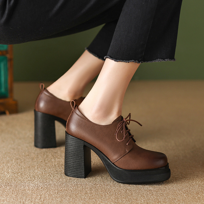 Faux Leather Chunky Heel Shoes, picture 2 of 4
