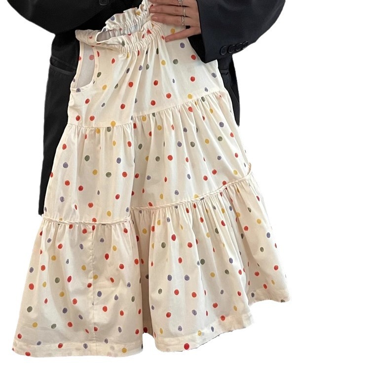 Polka Dot Large Skirt Vest Fashionable And Comfortable Dress