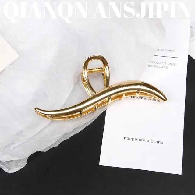 Simple High grade Metal Barrettes Women Simple Gold - Shop at LoveMi