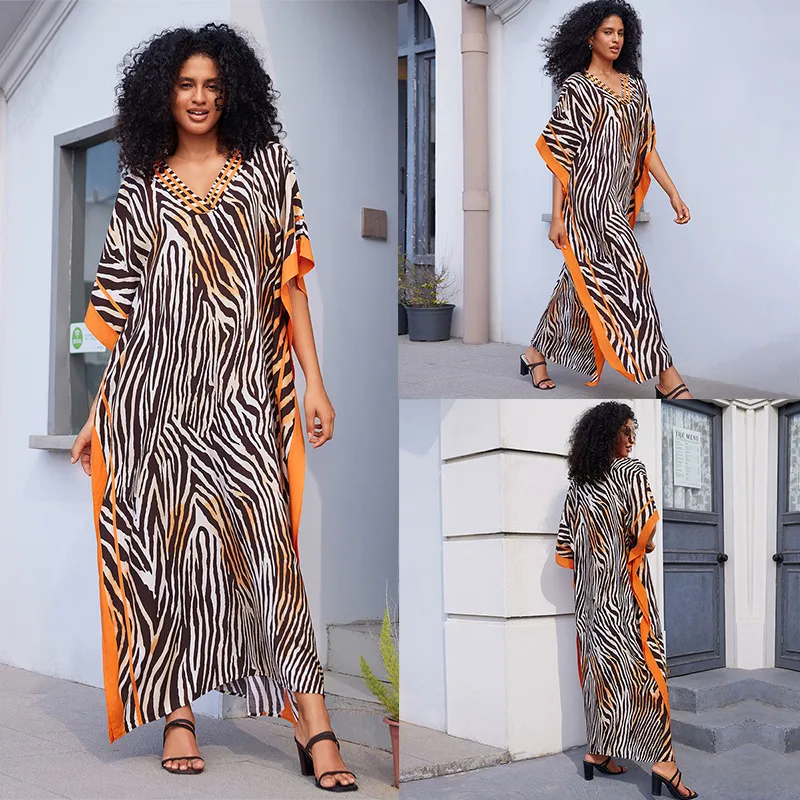 Beach Jacket Loose Jumpsuit Robe - Zebra