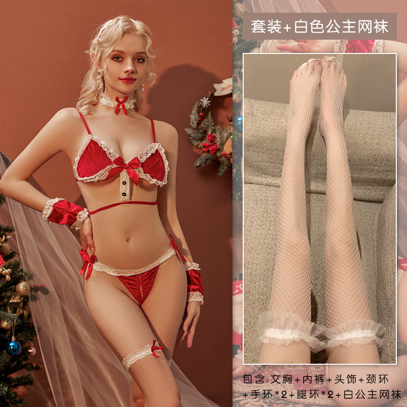 Red Suit Mesh Stockings