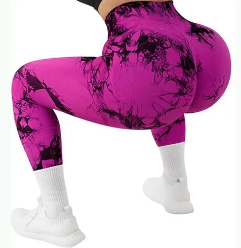 Tie dyed Fitness Trousers High Waist Hip Lift Sports Skinny Running Sexy Rose Trousers - Shop at LoveMi