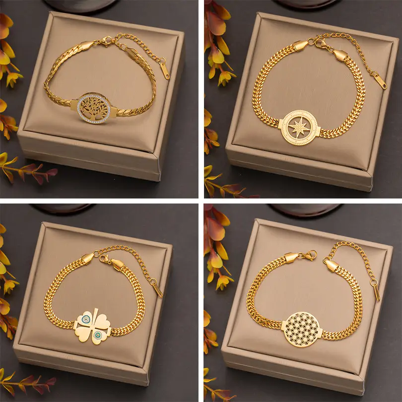 Stainless Steel Scale Bracelet Female Trend Flower Lucky Tree