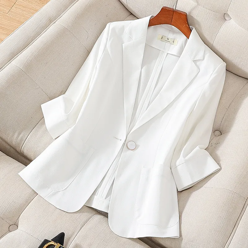 Coat For Women New Summer High-grade Temperament Top Half Sleeve - White A