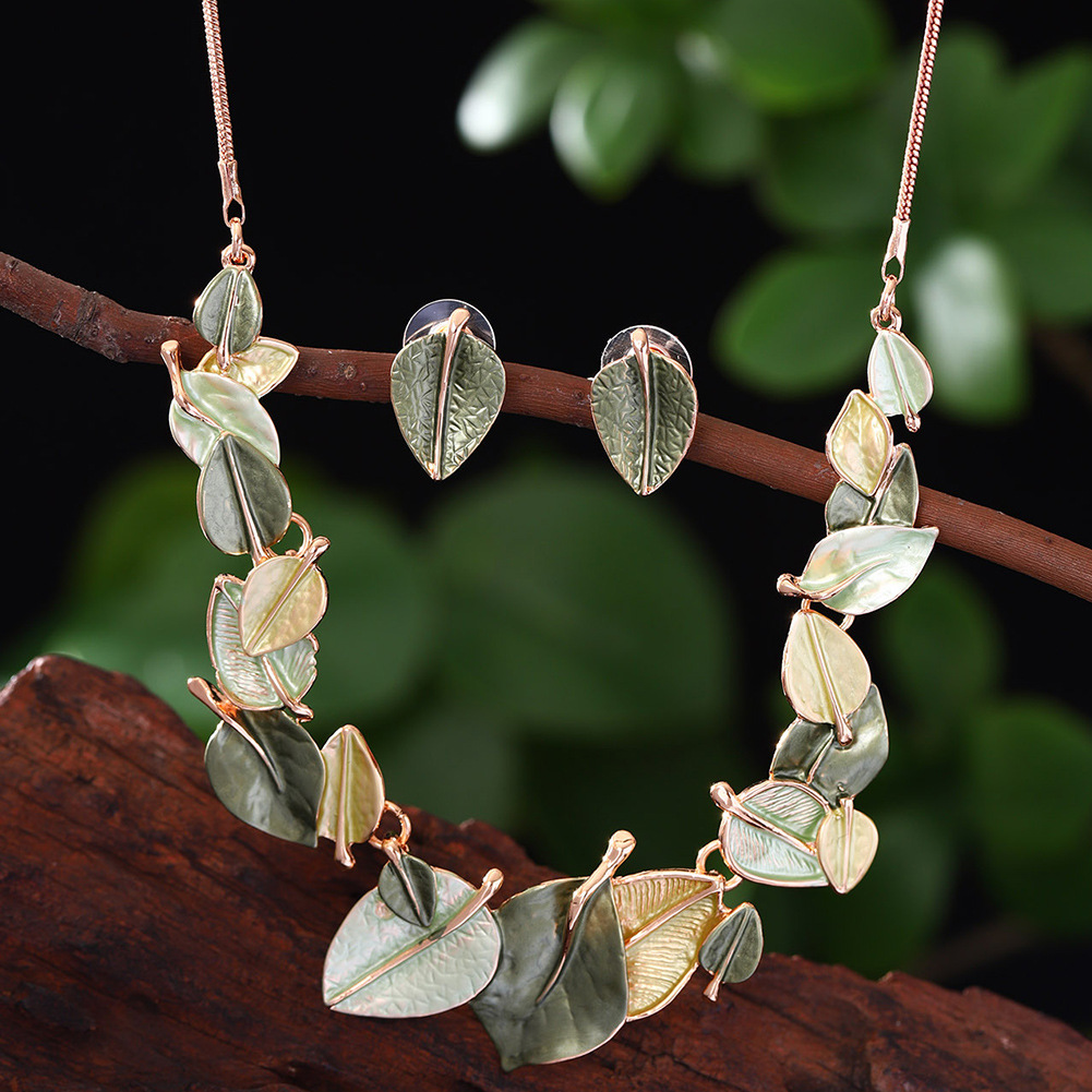 Leaf Necklace and Earrings Set, picture 2 of 3