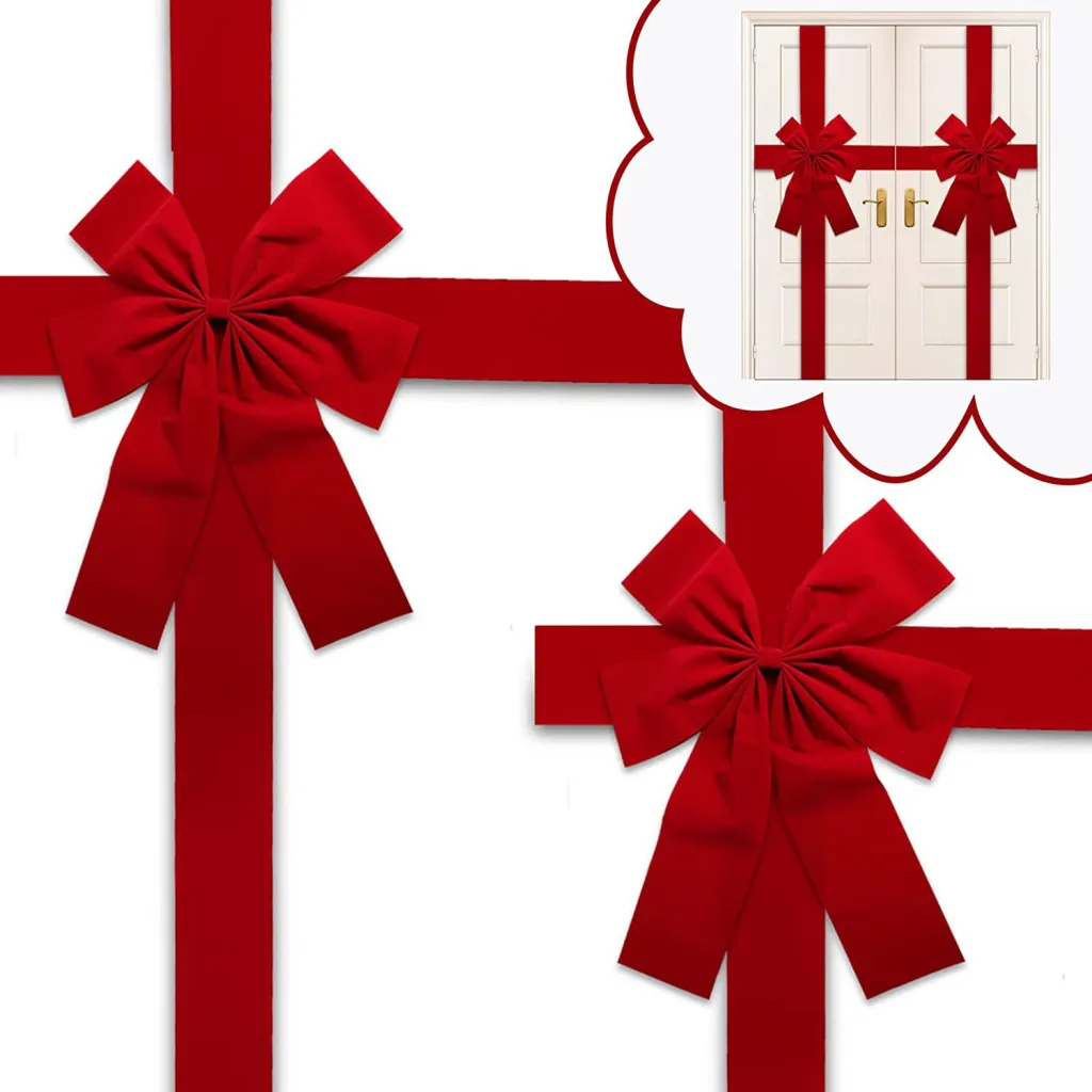 Door Hanging Christmas DIY Bow Ribbon - Red
