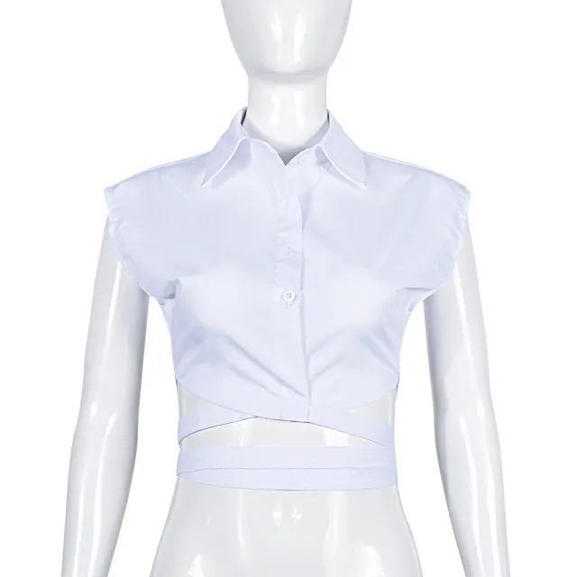 New Lace up Trendy Shirt Top For Women White - Shop at LoveMi