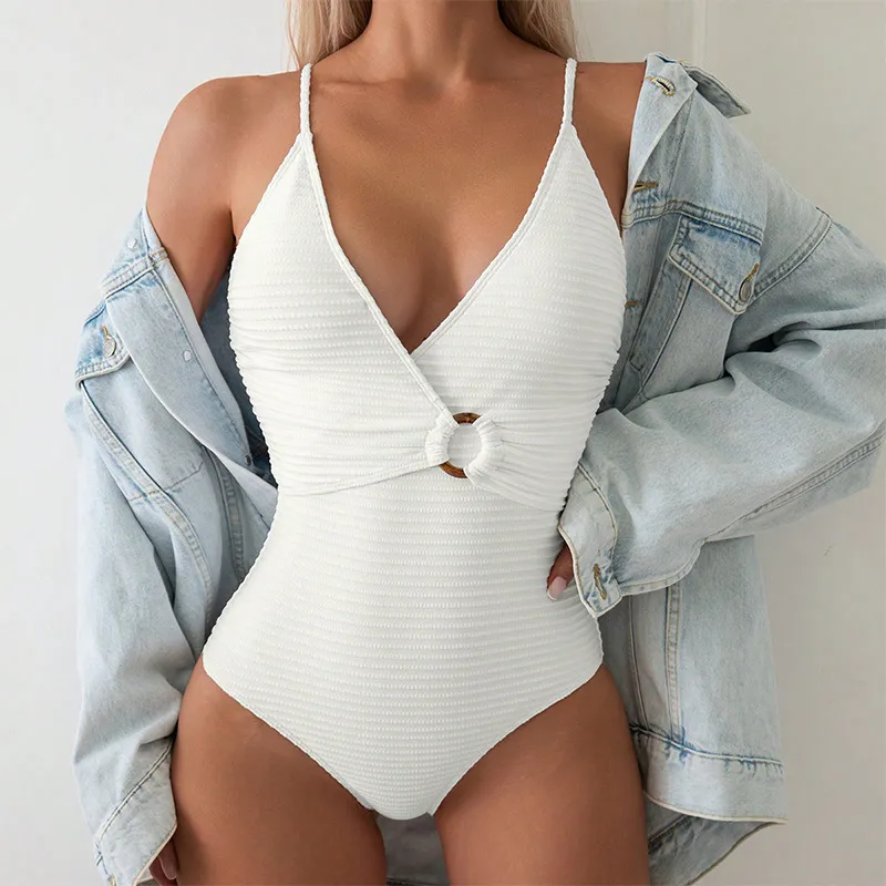 Fashion Bikini Beach One-piece Swimsuit For Women - White