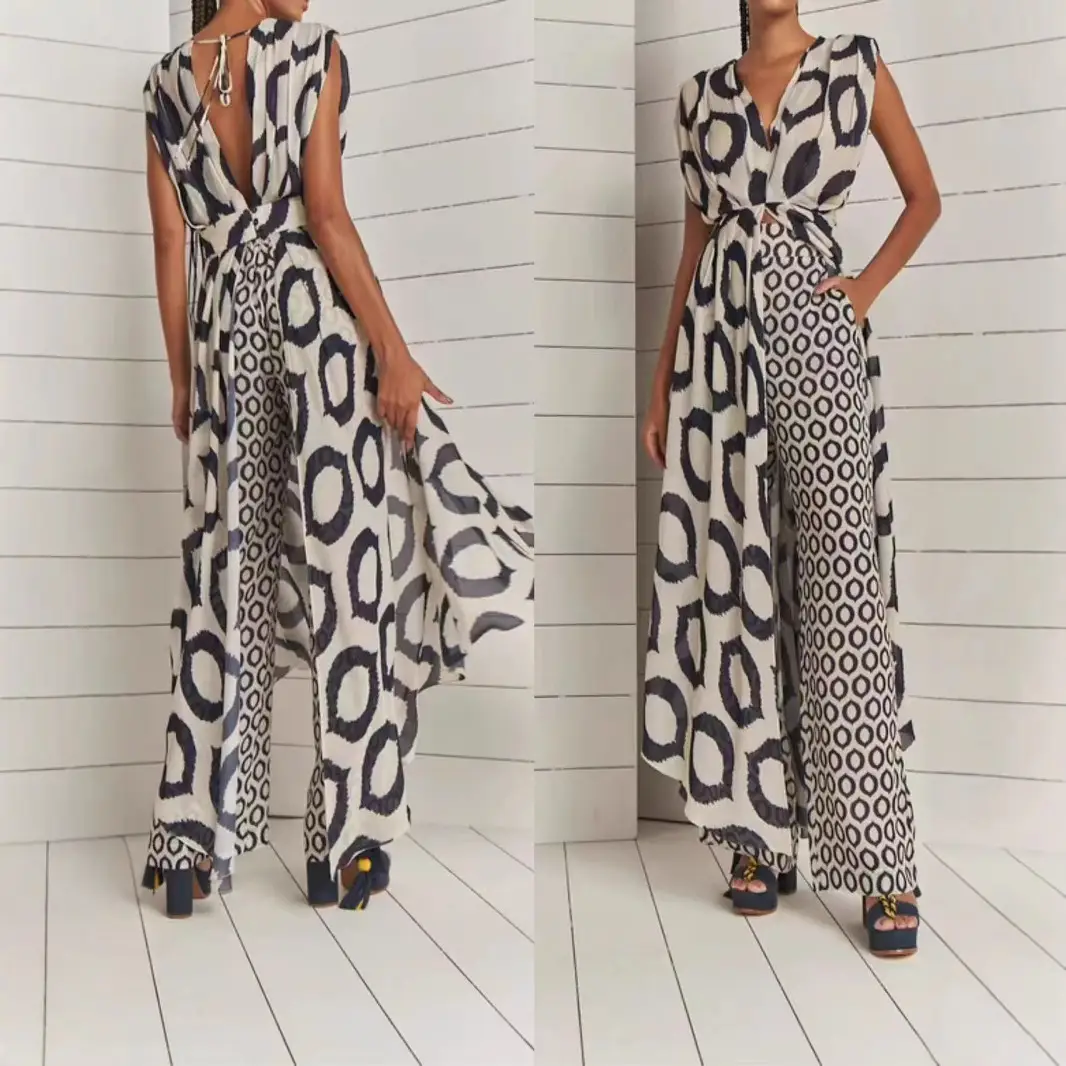 Temperament Twinset Backless Lace-up Straight-leg Pants Women's Suit