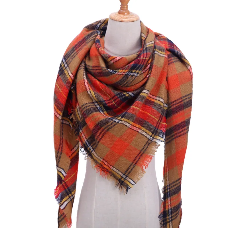 Autumn And Winter Artificial Cashmere Scarf High Density Triangular Binder Couple Plaid Scarf Warm Shawl - 5