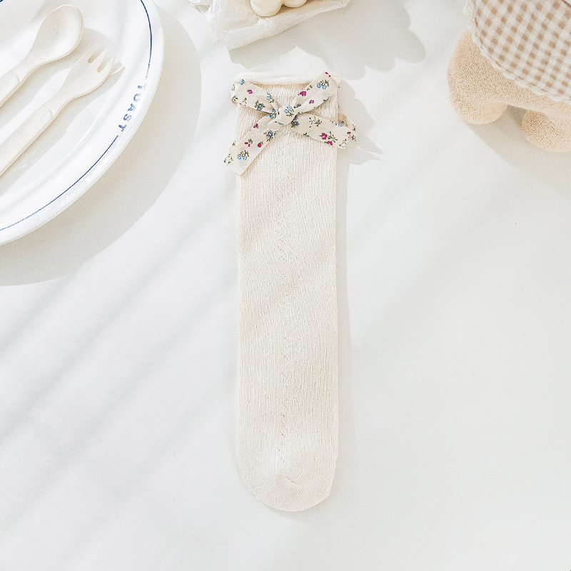 Children’s Moving Circle Mesh Bow Long Tube Princess Socks