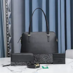 Portable Vintage Leopard Print Tote Bag Set - Black - View 1