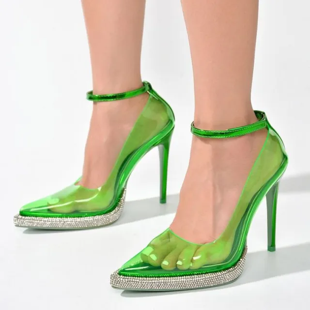 Transparent Waterproof Platform Rhinestone High Heels Transparent - Shop at LoveMi