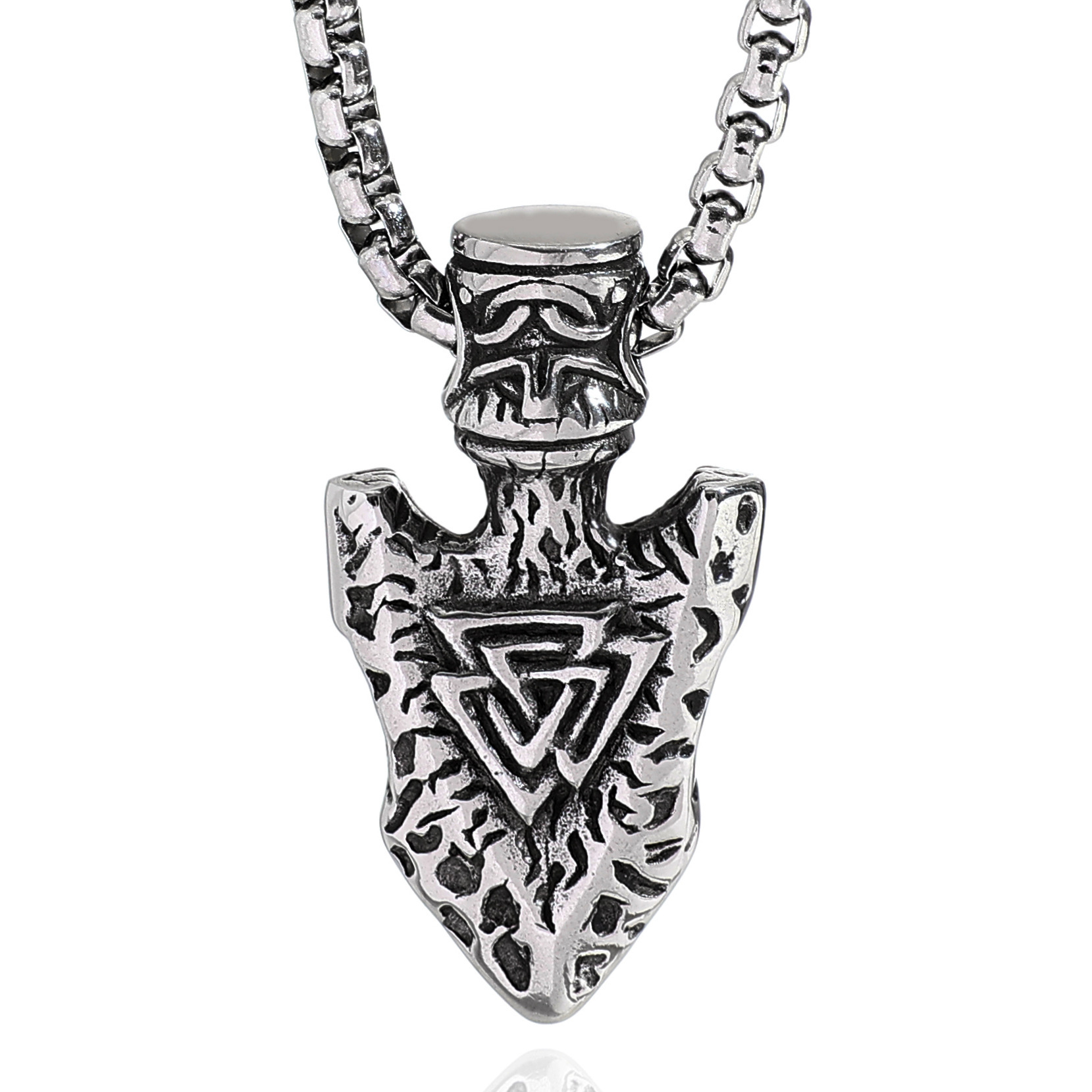Triangle Rune Sign Stainless Steel Pendant Necklace