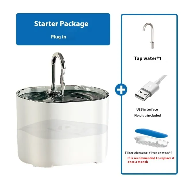 Pet Water Dispenser Loop Filter Smart Cat Water Feeder Alloy Fountain Whiteplugnoneadapter - Shop at LoveMi
