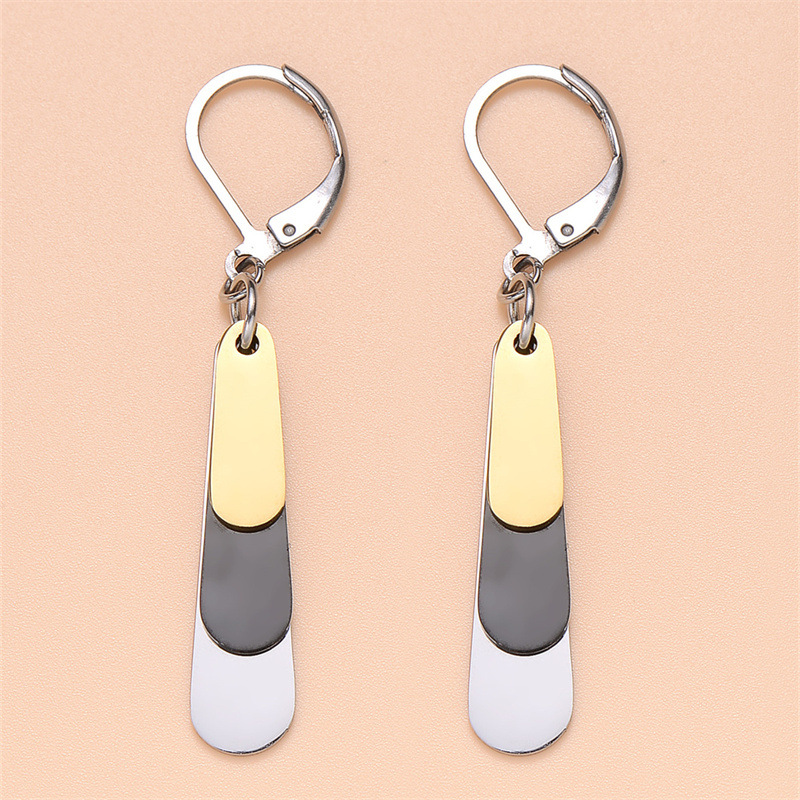 Stainless Steel Three-color Drop Earrings Women's Fashion