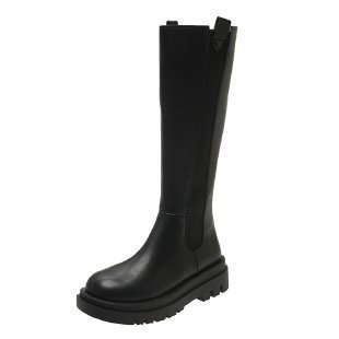 Flat-soled Elastic Band Black Over-the-knee Boots - Image 4