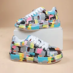 Hand-painted Shoes Women's Platform Casual Shoes Painted Sports - Gray - View 1