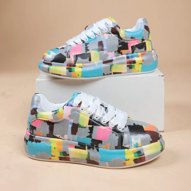 Hand painted Shoes Women's Platform Casual Shoes Painted Sports Gray - Shop at LoveMi