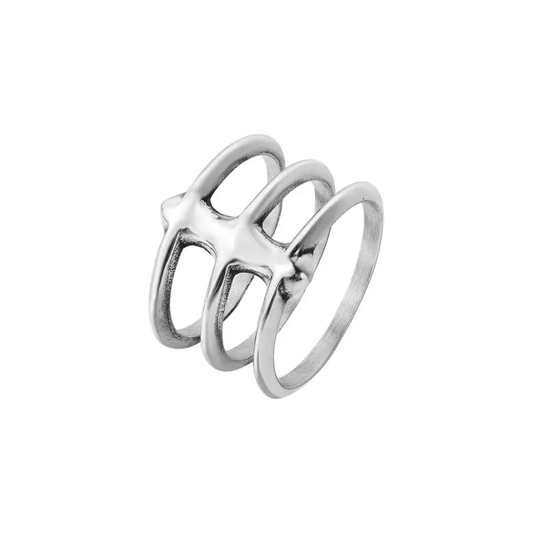 European And American Fashion Cool Ins Style Niche Three-ring Men's And Women's Titanium Steel Ring