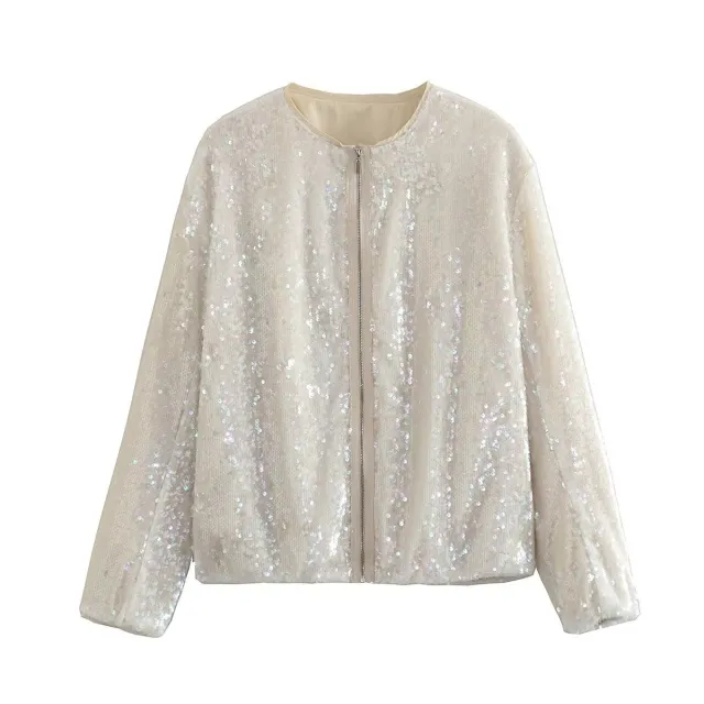 Urban Casual Green Beads Decoration Jacket Coat Beige - Shop at LoveMi