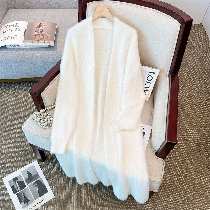Laid-back Mid-length Mink-wool Sweater Coat